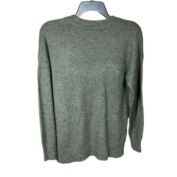 Madewell Sweater Donegal Forest Bartlett V Neck Pullover Green Black Speckled XS - Picture 4 of 14
